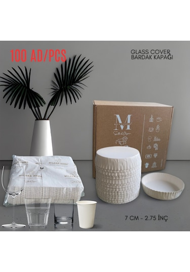 Karton Bardak Kapağı Cam Bardak Kapağı 70 Mm 100 Adet