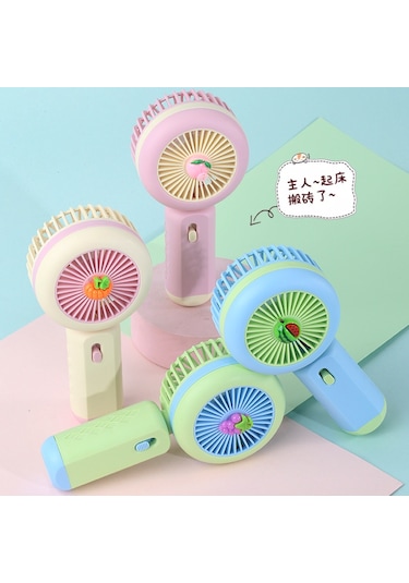 Ledli Mini Fan Şarj Edilebilir El Fanı Vantilatör - Mavi Karpuz