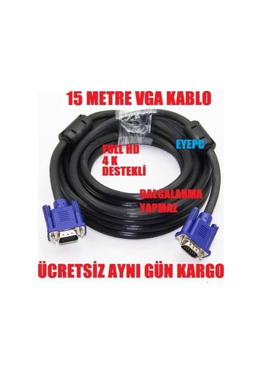 15 Metre 15 Mt Vga Monitör Bilgisayar Tv Ara Kablosu