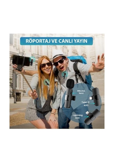 Skytek K9 Kablosuz İkili Yaka Mikrofonu Youtube Tik Tok Vlog Lightning Uyumlu