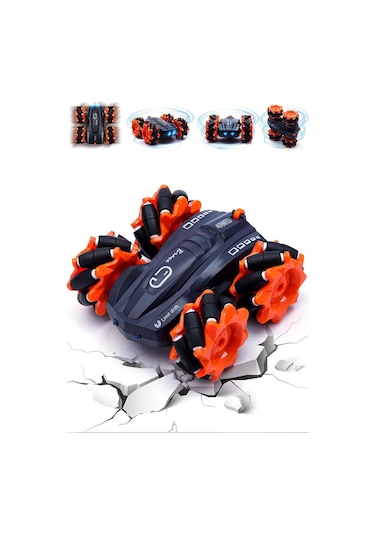 Uzaktan Kumandalı Işıklı Çok Yönlü Drift Tekerlekli Dublör Akrobat Araba Stunt Drift Car - Turuncu Turuncu