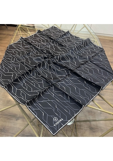 Vissona %100 Twill İpek 90x90 Eşarp - 04897 - 90 X 90 / Siyah Siyah