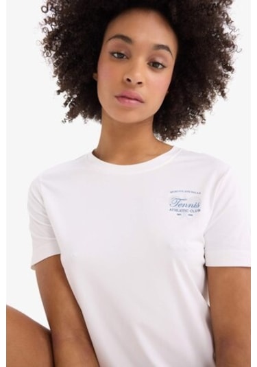 DeFactoFit Oversize Geniş Kalıp Bisiklet Yaka Baskılı Sporcu Kısa Kollu Tişört D9298AX25SPWT80