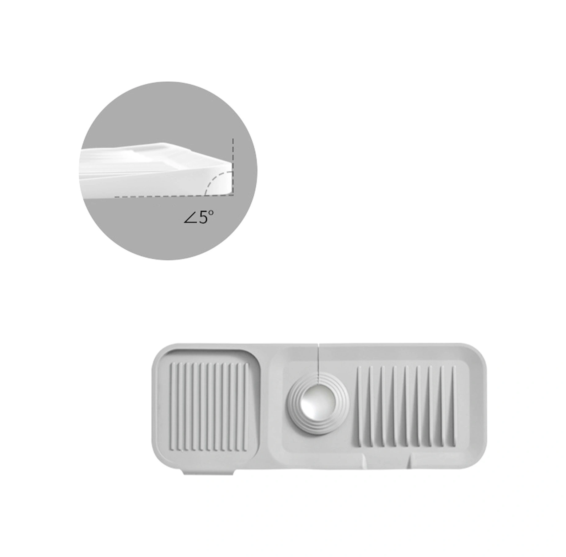 Konesam Silikon Lavabo Koruyucu Mat - Su Sızıntısını Engeller, Mutfak Tezgahını Kuru Tutar - Derin Gri 37x14cm Koyu Gri