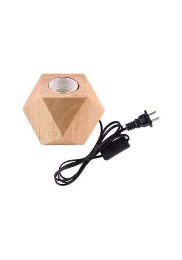 Soulader E27 Duyulu Retro Masa Lambası Elmas Desenli Ahşap Gece Lambası Dekoratif Aydınlatma Çok Renkli