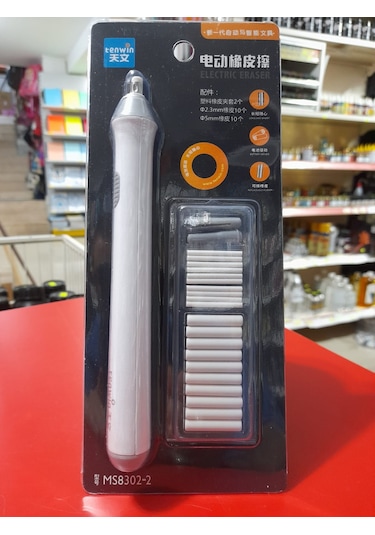 Tenwin Pilli Mekanik Silgi Beyaz Gövde İki Farklı Uçlu Set