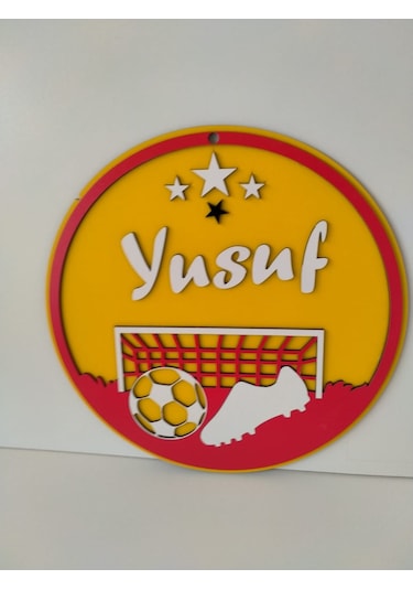Kapı Süsü Yuvarlak Ahşap Sarı - Kırmızı