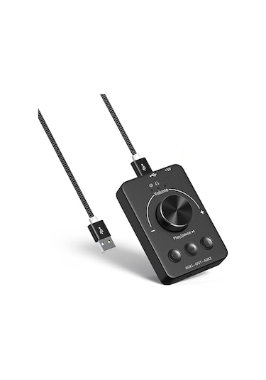Springsun Usb Ses Kontrol Cihazı: Bt 5.1 Verici, Usb Çalar, Dış Ses Kartı, 3.5mm Çift Kulaklık, Type-c, Siyah