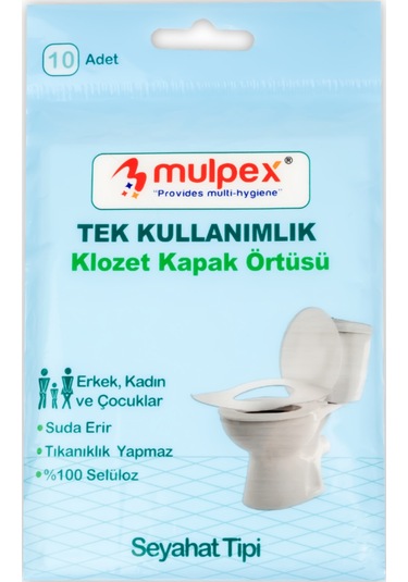 Mulpex Tek Kullanımlık Suda Çözünür Klozet Kapak Örtüsü 10'lu