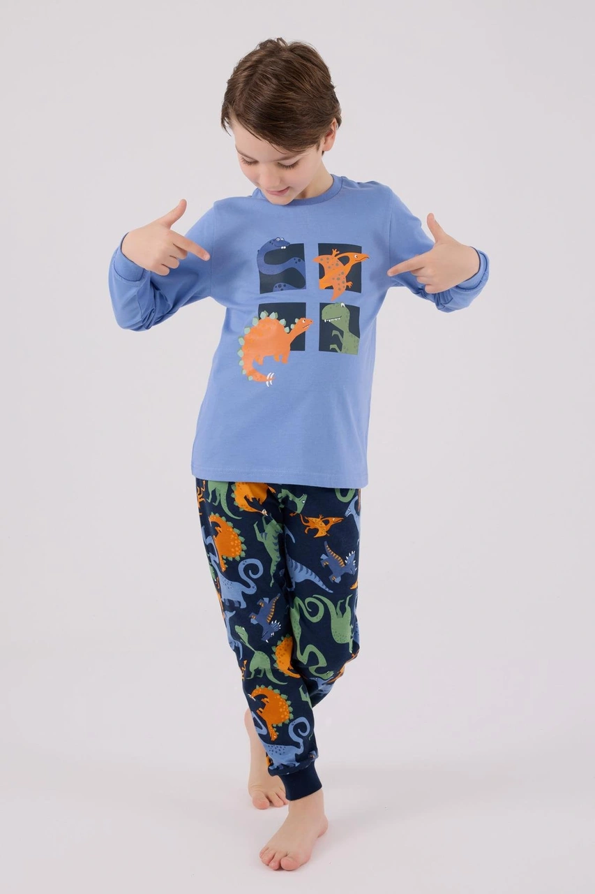 Rolypoly Erkek Çocuk Uzun Kol Pijama Takım Açık İndigo-1741 İndigo