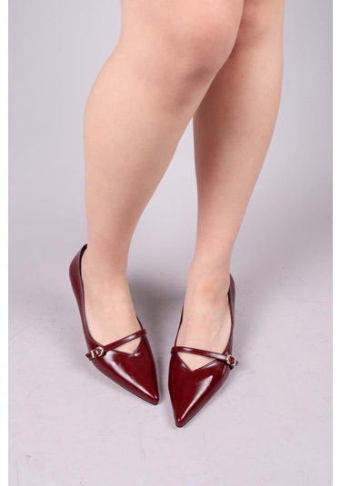 Cortez V Dekolteli Biyeli Stiletto Bordo-8351 Bordo