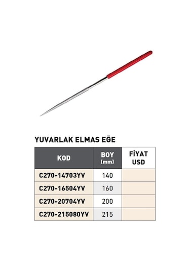 Fett 215mm Pld Yuvarlak Elmas Eğe