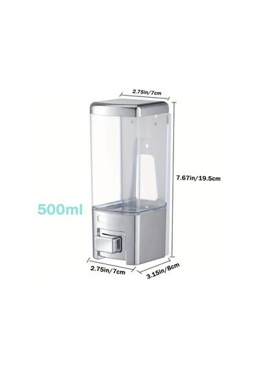 Xuweiwei 2 Adet Tatukıko Gümüş Duvara Monte Çift Başlı Sabunluk 500ml Manuel Basmalı Ftalatsız Plastik Şeffaf Gövde Mavi Sıvı Seviye Göstergeli Banyo Otel Ev Kullanımı Gümüş