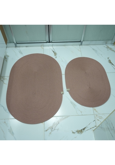 Zengin Supla 2'li Banyo Paspas Set Gül Kurusu