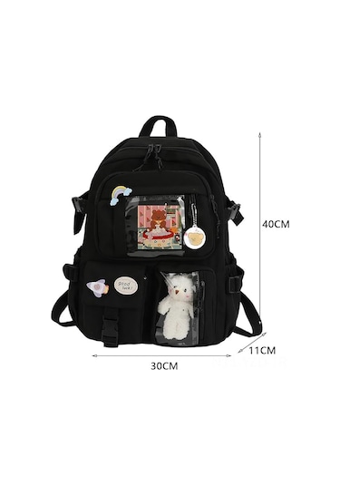 Yuntech01 Kadınlar İçin Nylon Üniversite Çanta, Çift/tek Omuzlu Ayarlanabilir Askı, İç Cep Ve Fermuar Kapatma, Sade Siyah Stili - 40x30x11 Cm Siyah Yuntech01 Kadınlar İçin Nylon Üniversite Çanta, Çift/tek Omuzlu Ayarlanabilir Askı, İç Cep Ve Fermuar Kapatma, Sade Siyah Stili - 40x30x11 Cm Siyah