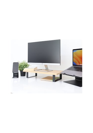 Hansdo Monitör Standi - Monitör Yükseltici MDF Lam Safir Meşe