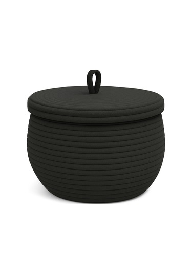 Mutfak, Banyo Ve Ev İçin Halat Hasır Sepet 17x21 Cm Kapaklı Saklama Sepeti Honeypot Antrasit