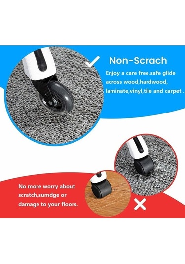 Flybuy 5'li Ofis Koltuğu Tekerlek Seti - 360 Dönme - Yedek Tekerlekler - 75mm, 10x22mm - Ofis/ev Kullanımı -