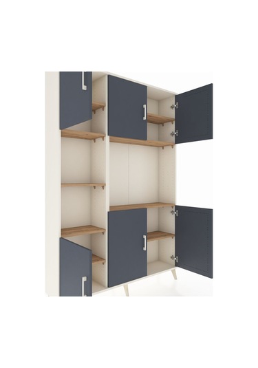 Arges Dolap 9 Raflı 6 Kapaklı 132x30x195 Aytaşı-antrasit/çam Aytaşı