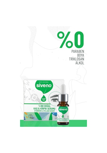 Siveno %100 Doğal Kaş ve Kirpik Serumu Bitkisel Yoğunlaştırıcı Canlandırıcı Yoğun Bakım Yağı Vegan 10 ML