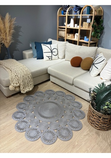 Marguerite Trikot Papatya Model Kilim Gri