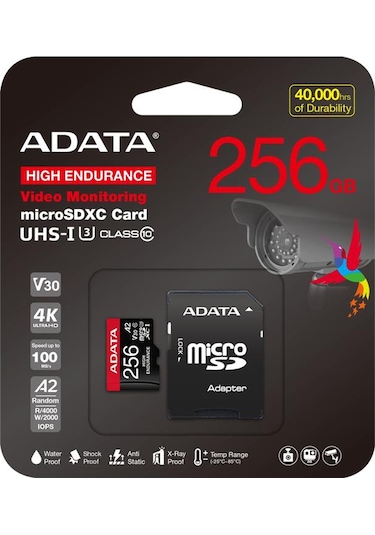 Adata 256 Gb High Endurance Microsdxc 4k U3 V30 A2 Hafıza Kartı