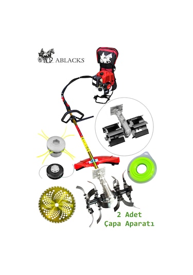 Ablacks C-52 Sırt Tırpan + Toprak Çapalama Aparatı 2 Adet Çapa + Çok Yönlü Misine Başlık
