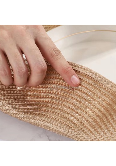 Ahşap Kulak Kenarı Batı Yemek Matı Masa Yağ Geçirmez, Şampanya Rengi Şampanya Rengi Şampanya