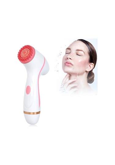 Sones Cnaier Ae-868 Pil İle Çalışan Silikon Ultrasonik Titreşimli Yüz Cilt Bakımı Elektrikli Yüz Temizleyici Pembe