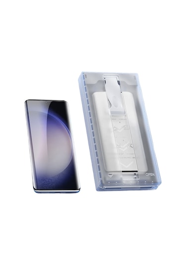 Samsung Galaxy Uyumlu S23 Ultra Ekran Koruyucu Kolay Uygulama Aparatlı Silikon Koruyucu Z-easy-