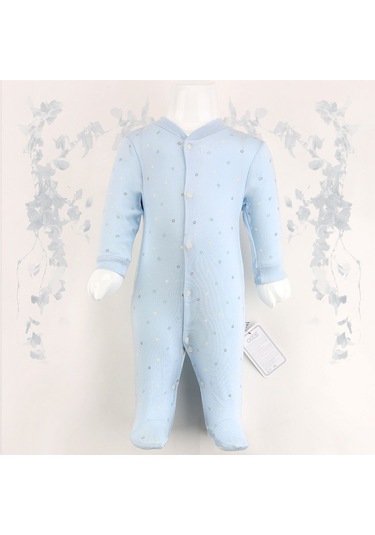 Sebi Bebe Mini Çiçek Bebek Tulum 9539 Mavi