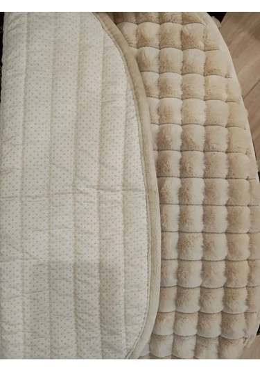 Burush Bağcıklı Kürklü Sandalye Minderi 50x50cm 143567542 Bej Açık
