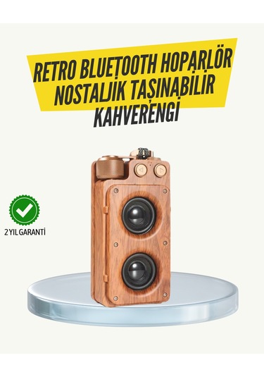 Klasik Görünümlü Bluetooth Hoparlör 360 Derece Stereo Ve Fm Radyo