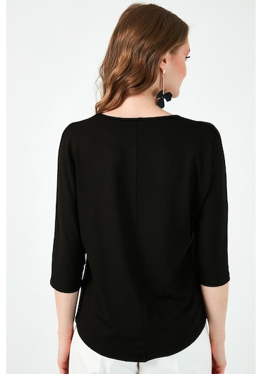 Lela Bisiklet Yaka Truvakar Kol Bayan Bluz 5861416Y Siyah