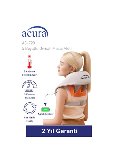 Acura Ac-720 5 Boyutlu, Isıtmalı Ovmalı Masaj Aleti Bej