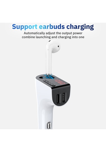 V14 Araç Bluetooth Kulaklık Fm Fd Kablosuz Başlatıcılar Çift Usb Araç Şarj Beyaz