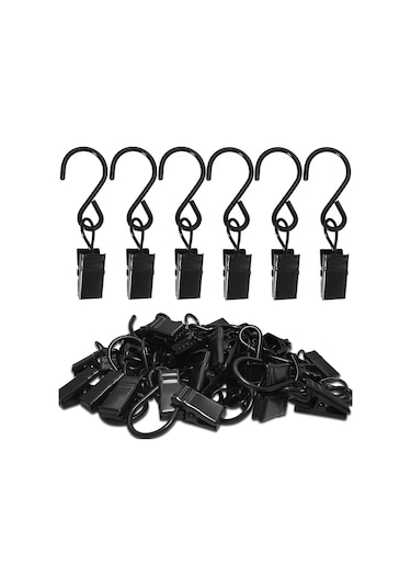 Kosona 50 Adet S形 Sünger, Paslanmaz Çelik, Ev Dekorasyonu, Bahçe, Partiler, Tente, Perde, Fotoğraf Asma Kancaları, Siyah Çok Renkli