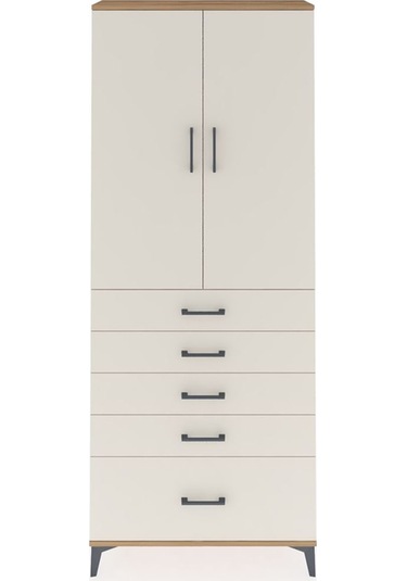 Arges Dolap 3 Raflı 5 Çekmeceli 2 Kapaklı 88x30x221 Çam-aytaşı Çam