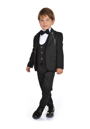 Ceketli Yelekli Erkek Çocuk Damatlık Takım Elbise