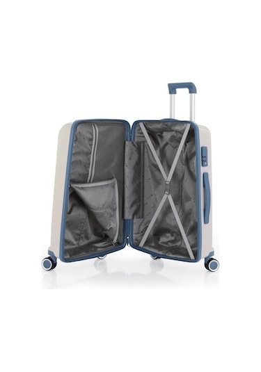 Mçs Üçlü Polipropilen Valiz Seti V305 - Mçs Kırılmaz Silikon Valiz Set Kemik Sky Blue Çok Renkli