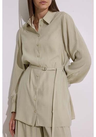 Modal Kemerli Gömlek Çağla Çağla