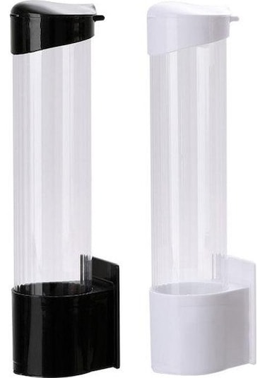 Siyah Kağıt Bardak Dağıtıcı Duvara Montaj Çekme Tipi Toz Geçirmez Kapak Tek Kullanımlık Plastik Su Bardağı Depolama Tutucu