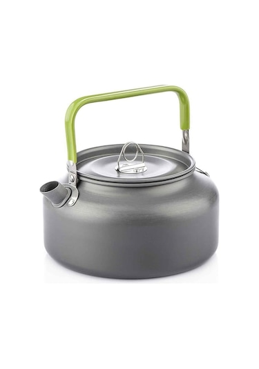 Alüminyum Kamp Çaydanlığı 1.2l - Yeşil Saplı, Isıya Dayanıklı, Taşınabilir Makyaj Çantası İçerir Çok Renkli Çok Renkli