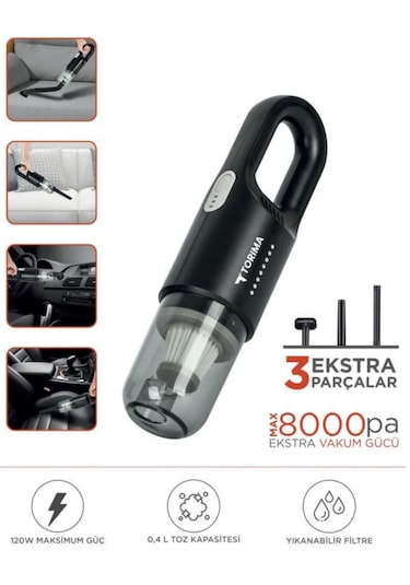 Torima A-031 Siyah Şarjlı Mini Araç El Süpürgesi