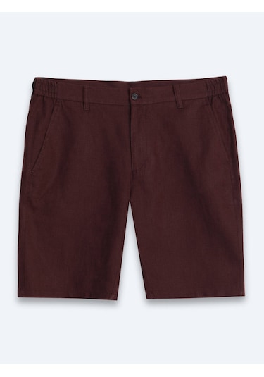 Kip Bordo Düz Dokuma Jogging Fit Casual Pamuk Karışımlı Bermuda