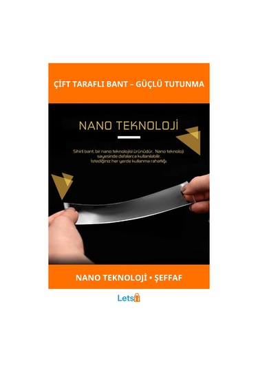 Süper Güçlü Şeffaf Çift Taraflı Bant 1 Adet Nano Teknoloji 1 Adet