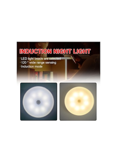 Sge Teknoloji 16 Led 2 Renk 5 Modlu Beyaz Ve Gün Işığı Hareket Sensörlü Type-c Girişli Led Lamba