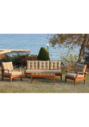 Çengelköy Bahçe Oturma Grubu 3-1-1 -Ahşap Koltuk Ve Sehpa Seti