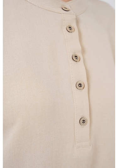 Bigdart 6678 Keten Tunik Pantolon İkili Takım - Krem