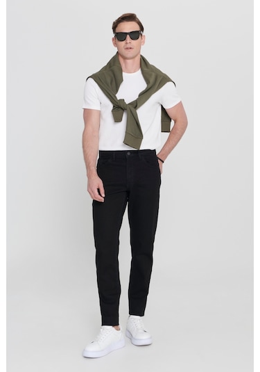 AC&Co / Altınyıldız Classics Erkek Siyah Comfort Fit Geniş Kesim Pamuk Denim Jean Kot Pantolon 4A0123200011SYH36
